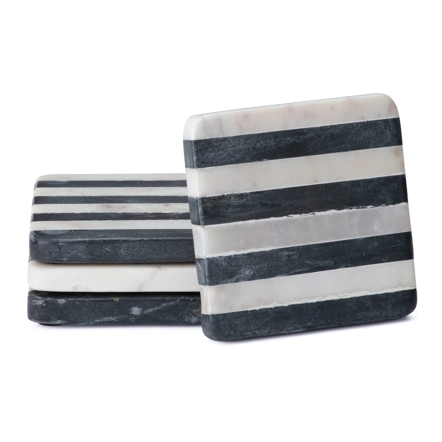 Thirstystone 4-Pack Marble Black & White Striped Coasters | Walmart (US)