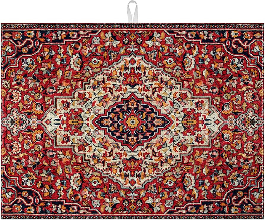 Boho Vintage Ethnic Dish Drying Mat for Kitchen Counter Persian Original Tribal Drying Pad Absorb... | Amazon (US)