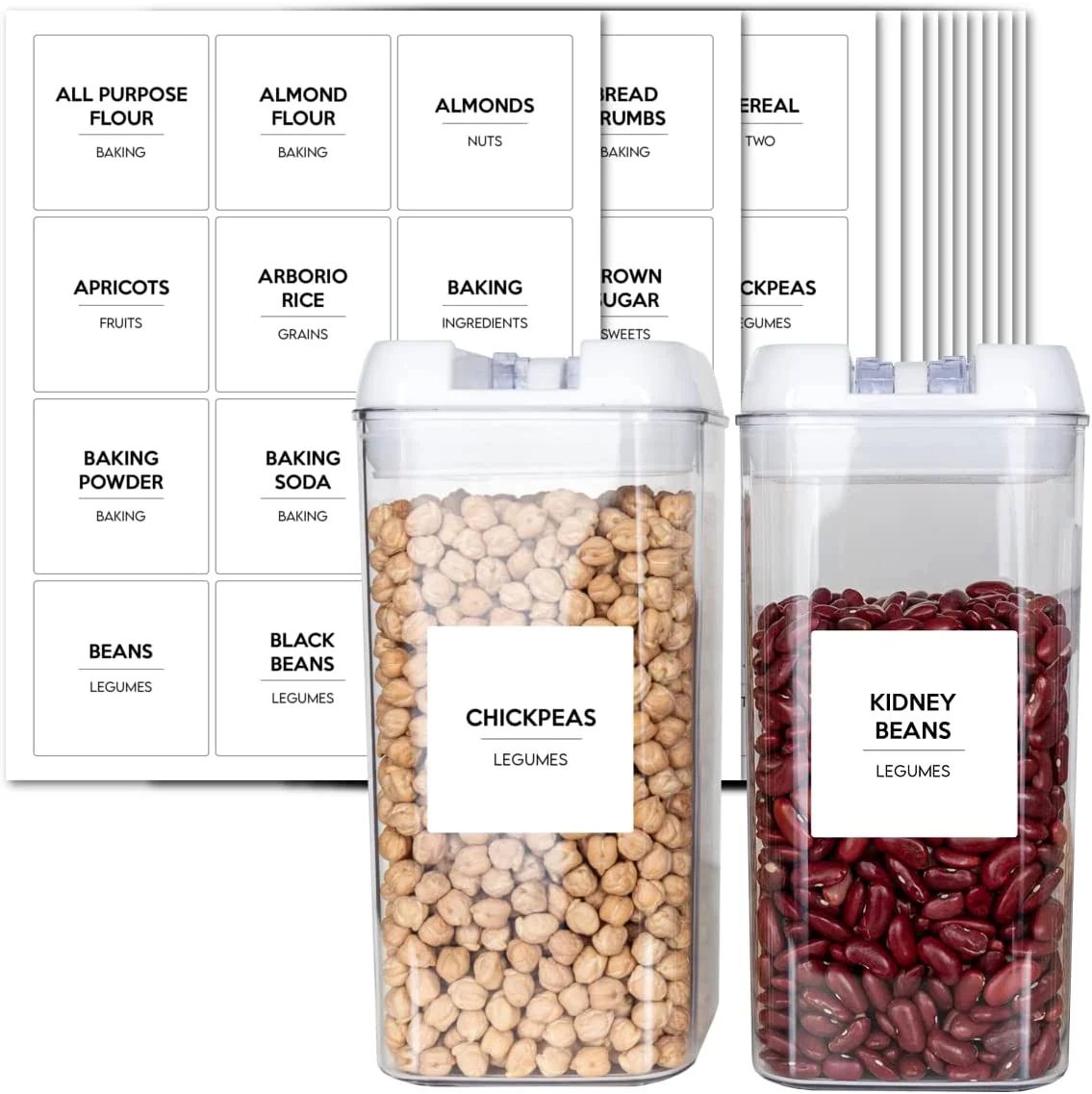 144 Pantry Labels for Food Storage Containers, Waterproof Printed on Vinyl Labels, Household Stic... | Walmart (US)