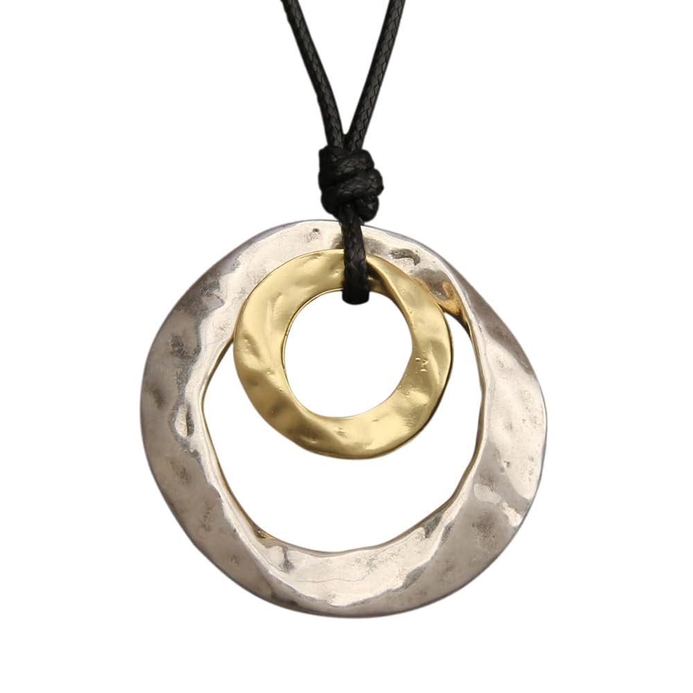 GelConnie Wooden Necklaces for Women Gold Leather Necklace Long Boho Layered Necklace Silver Hipp... | Amazon (US)