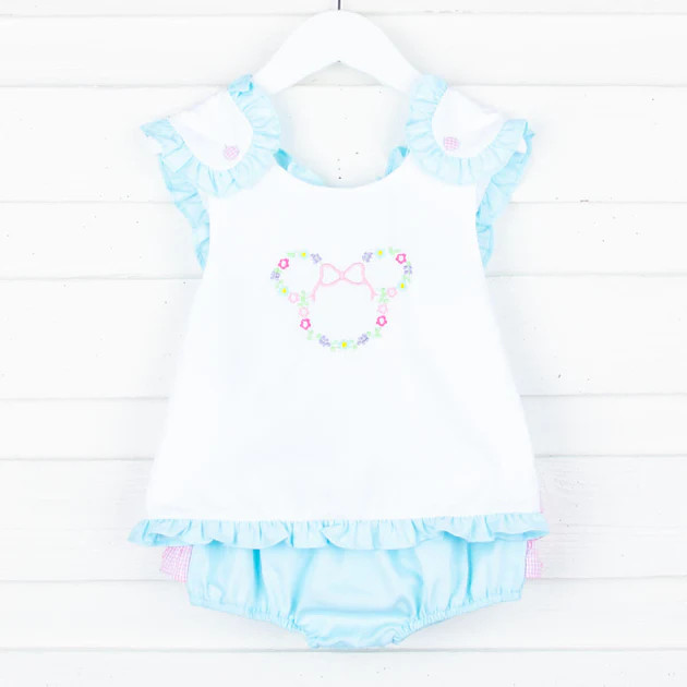 Floral Mouse Ears Mint Popover Set | Classic Whimsy