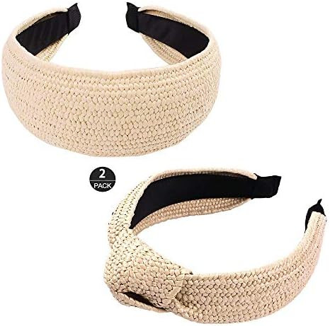 ZOEAST(TM) Braid Straw Wide Headbands Knot Turban Soft Elastic Headwear Sweet Styling Tools Hair ... | Amazon (US)