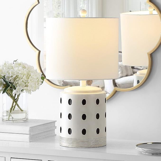 SAFAVIEH Lighting Collection Lenis Modern Cream/ Black Polka Dot 22-inch Bedroom Living Room Home... | Amazon (US)