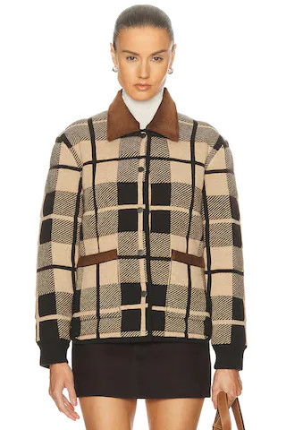 Guest In Residence Quilted Plaid Liner Jacket in Brown | FWRD 