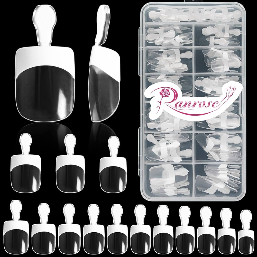 Ranrose French Nail Tips 140PCS Short Nail Tips French Full Cover Nail Tips White Clear False Nai... | Amazon (US)