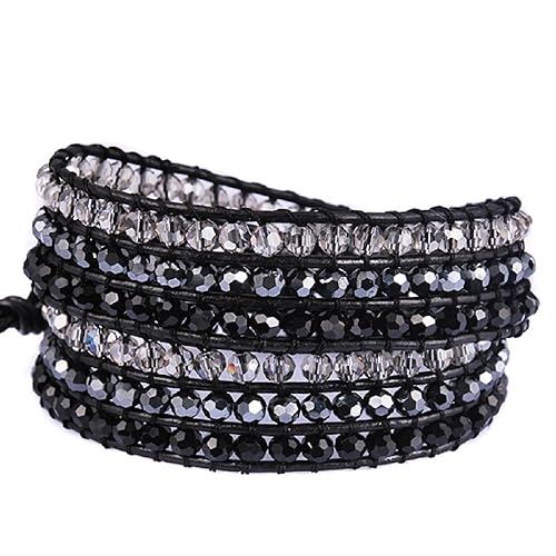 New! Crystal Wrap Bracelets for Women Girls Genuine Leather Adjustable Rhinestone Best Friend Cuf... | Amazon (US)