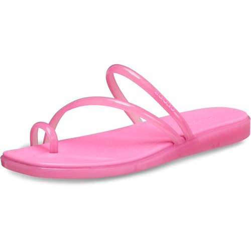 Crocs Womens Miami Toe Loop Sandal Pink Lemonade Jelly 8 Medium | Amazon (US)