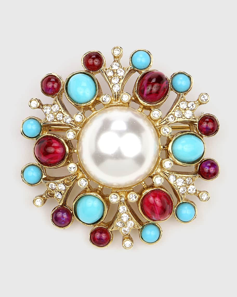 Cluster Brooch w/ Pearly Center | Neiman Marcus