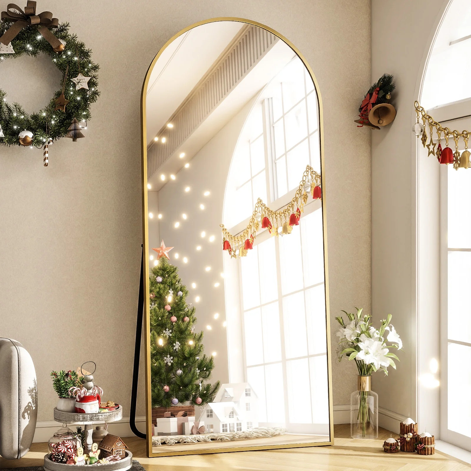 BEAUTYPEAK 71"x 26" Oversized Full Length Mirror Arch Standing Floor Mirror Full Body Mirror, Gol... | Walmart (US)