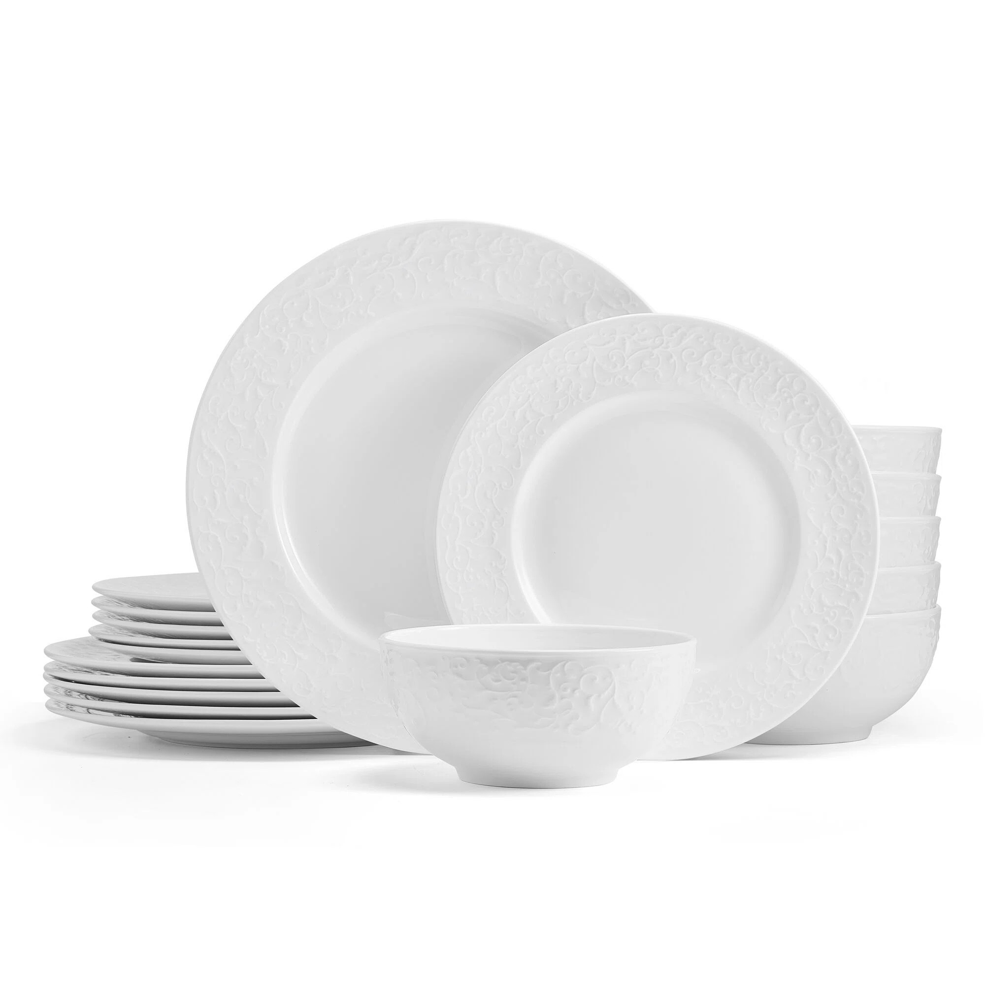 Mikasa Embossed Parchment 18-Piece Chip-Resistant Bone China Dinnerware Set, Service for 6 | Wayfair North America