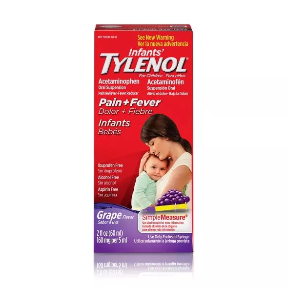 Infants' Tylenol Pain Reliever+Fever Reducer Liquid - Acetaminophen - Grape | Target