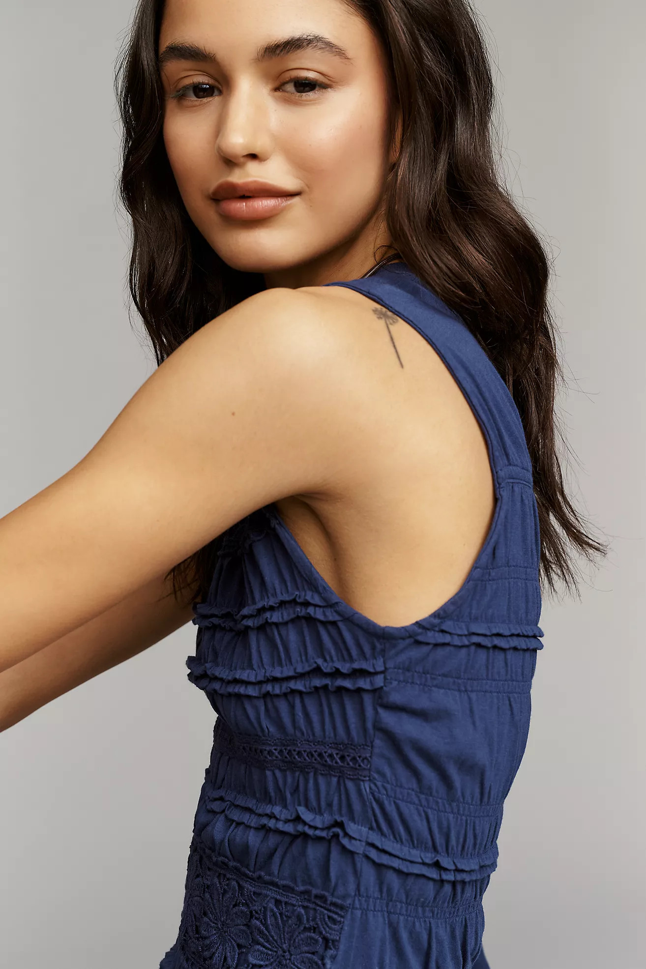 By Anthropologie Smocked Lace Ruffle Tank | Anthropologie (US)