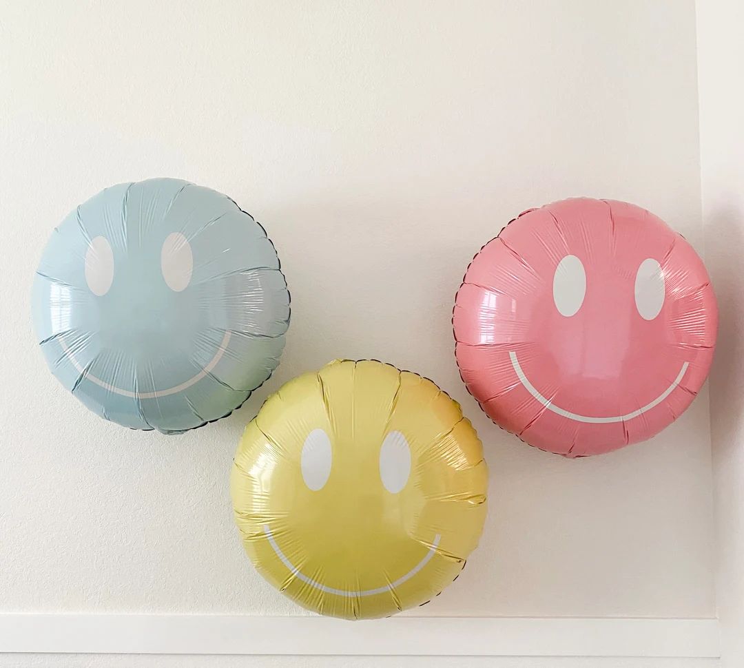 Smiley Face Balloons Groovy Party Retro Party Groovy One Two Groovy Groovy Baby 70s Party Baby in... | Etsy (US)