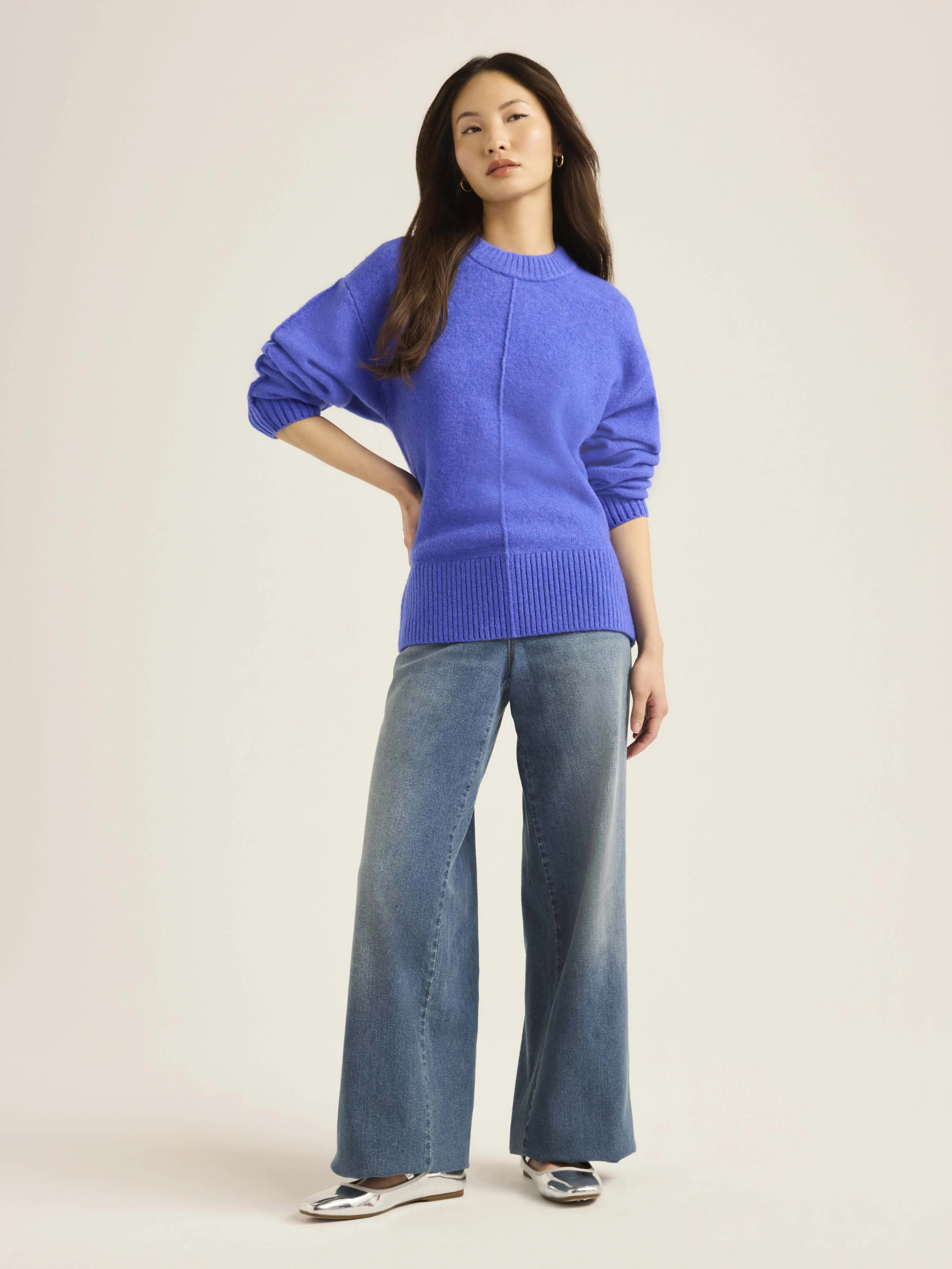 Scoop Women’s & Women's Plus Reverse Seam Crewneck Sweater, Lightweight, Sizes XS-4X | Walmart (US)