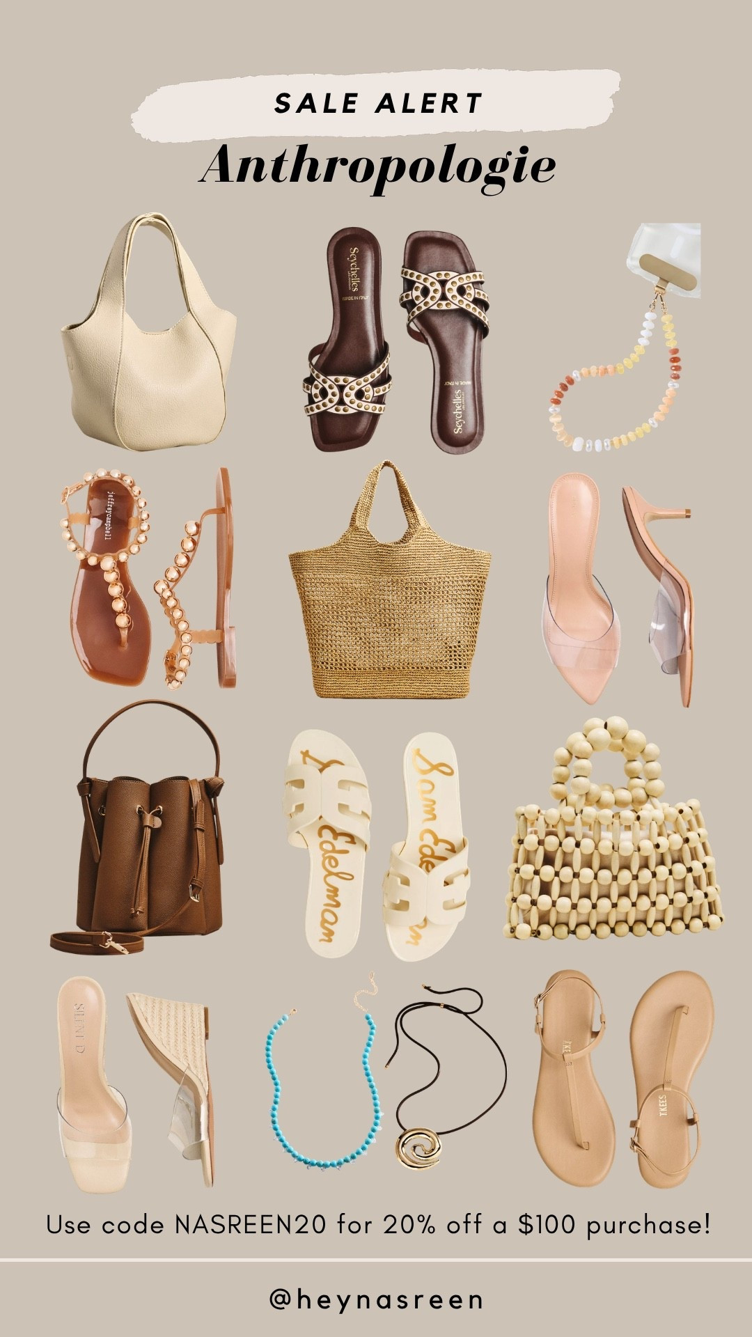 Summer bags, shoes, jewelry and accessories from @Anthropologie! Use code NASREEN20 for 20% off $100!

#LTKSaleAlert