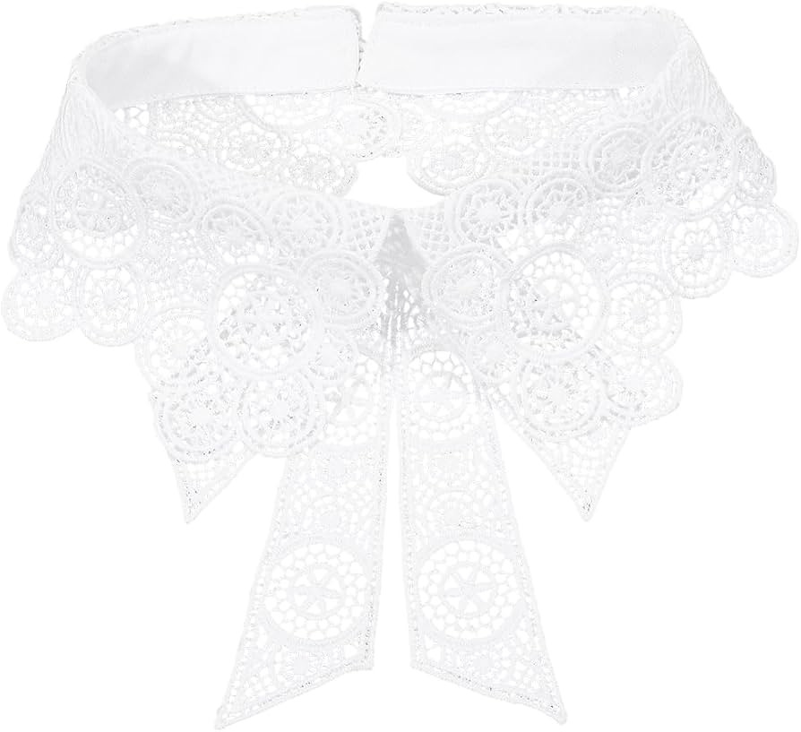 CABODYALS White Floral Lace False Collar Vintage Flower Pattern Knitted Necklace Chocker Crochet ... | Amazon (US)