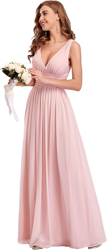 Ever-Pretty Womens Bridesmaid Dress V-Neck Sleeveless A Line Chiffon Floor Length Formal Dress 09... | Amazon (US)