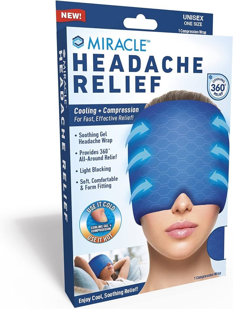 Ontel Miracle Headache Relief Wrap - Light Blocking Cap and Sleeping Mask with Cooling Gel & Comp... | Amazon (US)