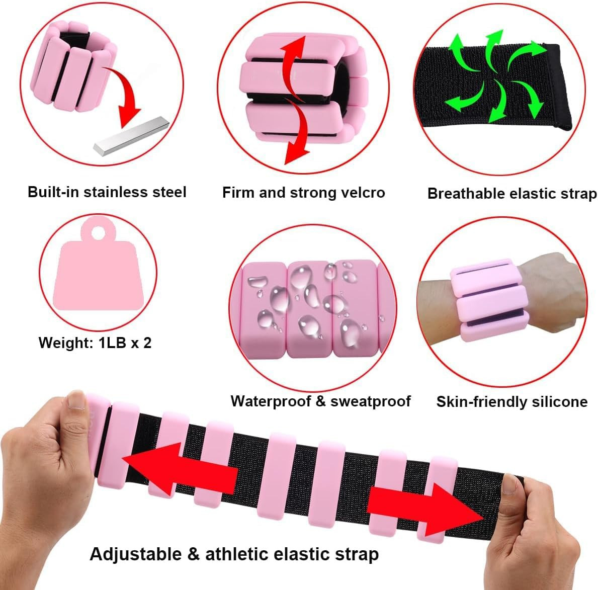 2 PCS Poids de Poignet réglables Poids de Cheville pour Exercice Marche Jogging Yoga aérobic Pi... | Amazon (FR)