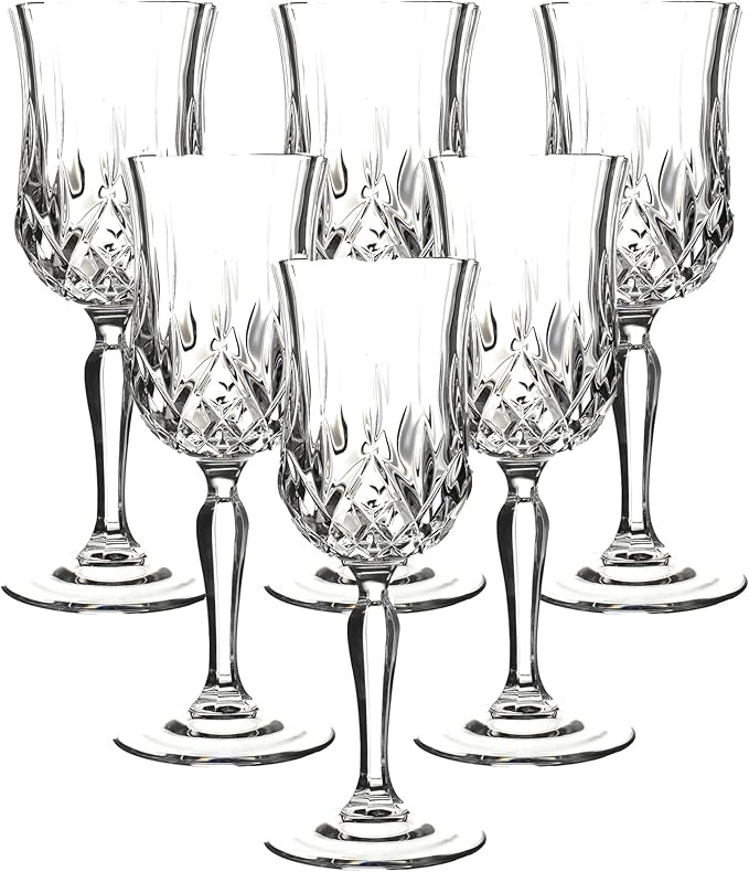 Lorren Home Trends Opera White Wine Glass, Set of 6 | Amazon (US)
