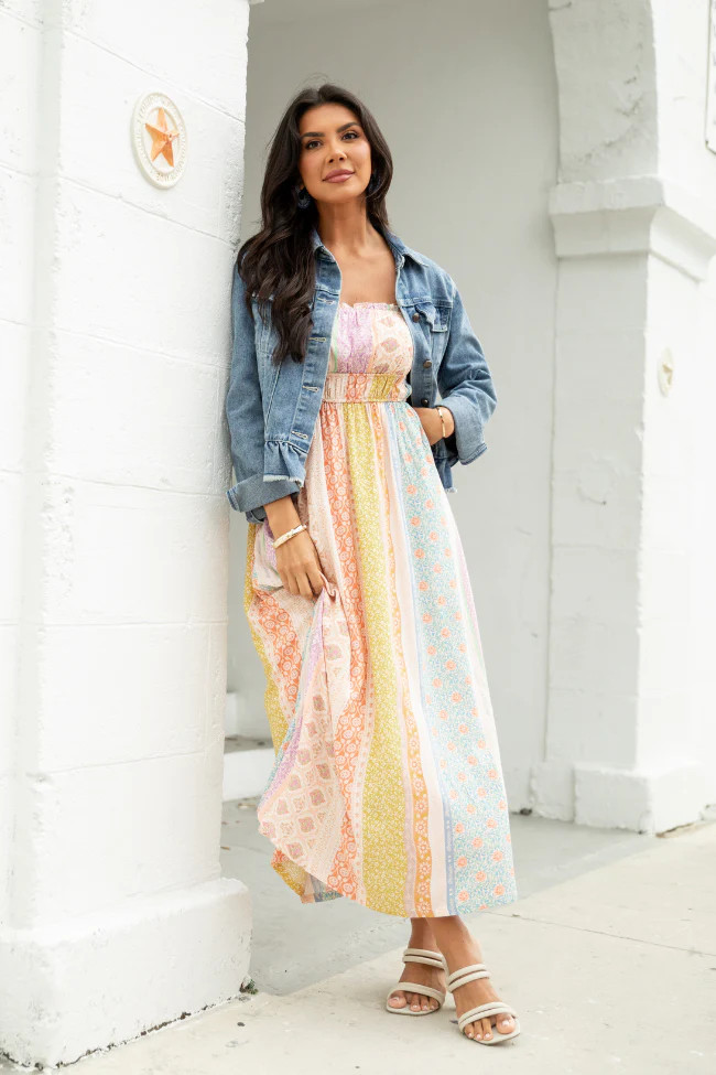 Lovingly Yours Multi Patchwork Print Midi Dress | Pink Lily