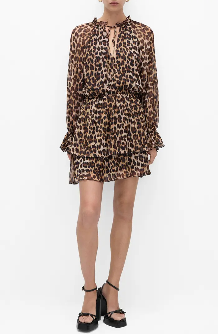 MANGO Leopard Print Long Sleeve Dress | Nordstrom | Nordstrom