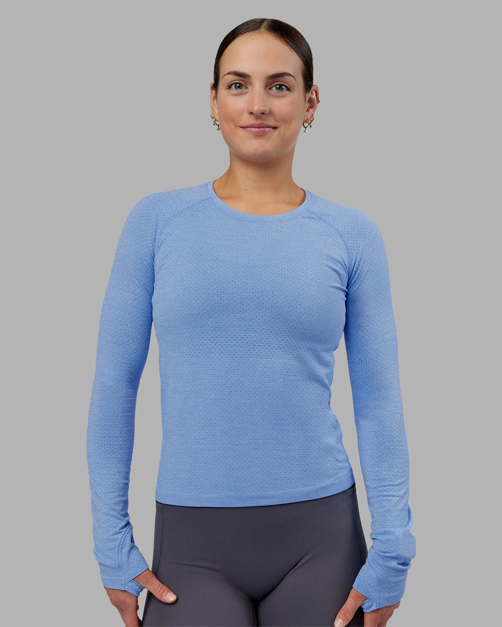 Womens AeroFLX+ Seamless Long Sleeve Tee - Cornflower Blue Marl | LSKD | LSKD