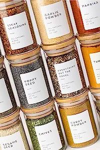 Bloomondo Empty Spice Jars with Label Pack (12x Bamboo Lid Glass Jar). Small 6oz Spice Storage Bo... | Amazon (US)
