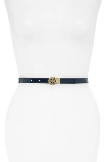 Women's Tory Burch Reversible Leather Belt, Size X-Small - Royal Navy/ Classic Tan | Nordstrom