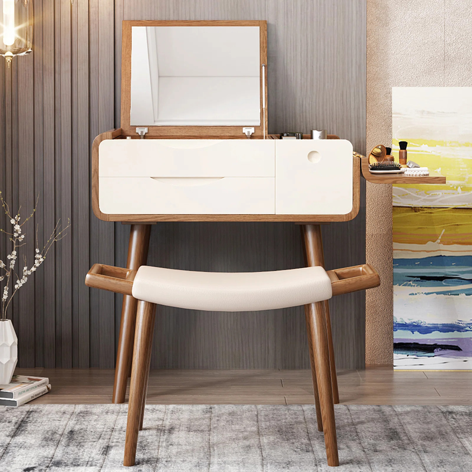 Latousha Makeup Vanity Set, Powerful Storage | Wayfair North America