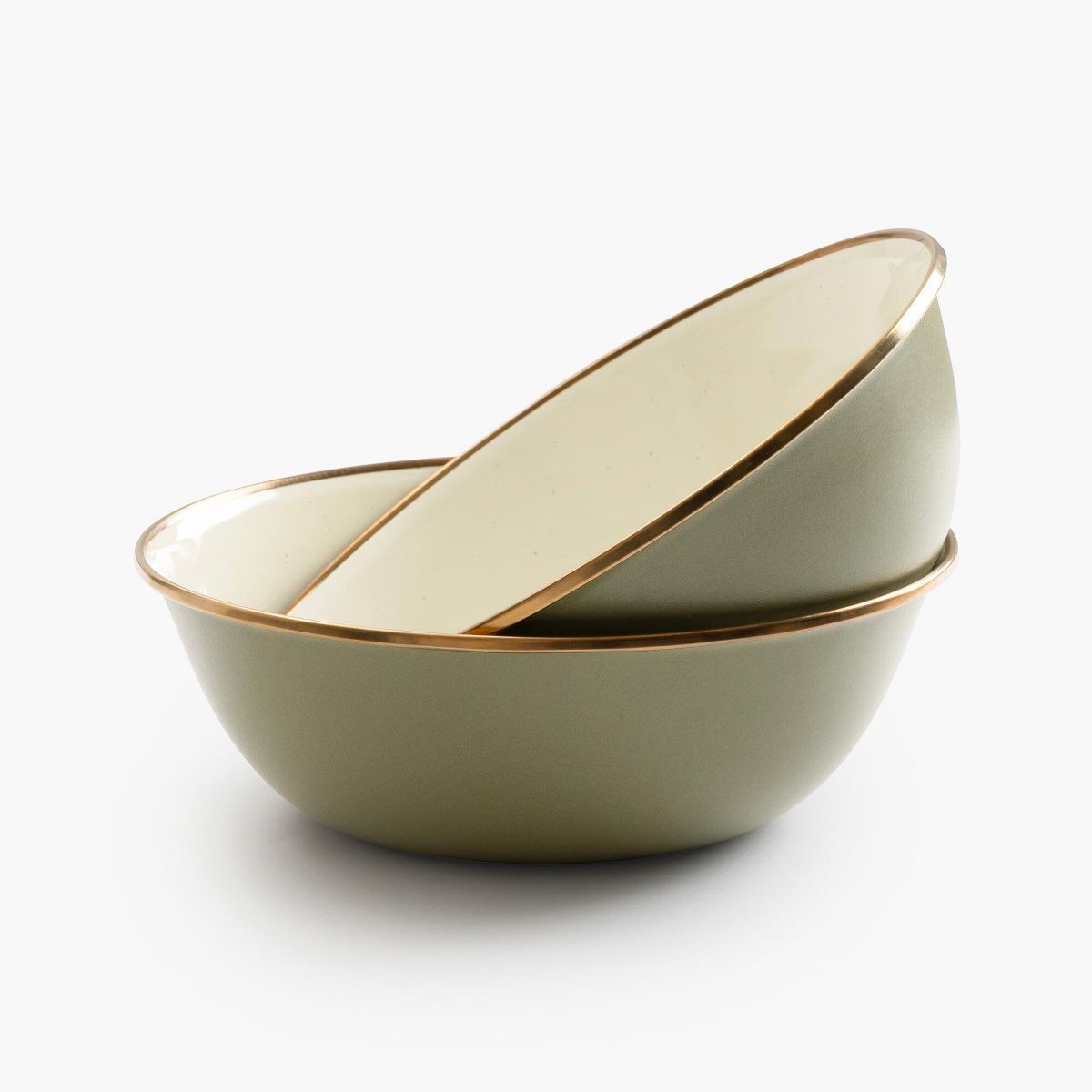 Barebones Enamelware 2-Tone Dining Collection - Olive Drab | Target