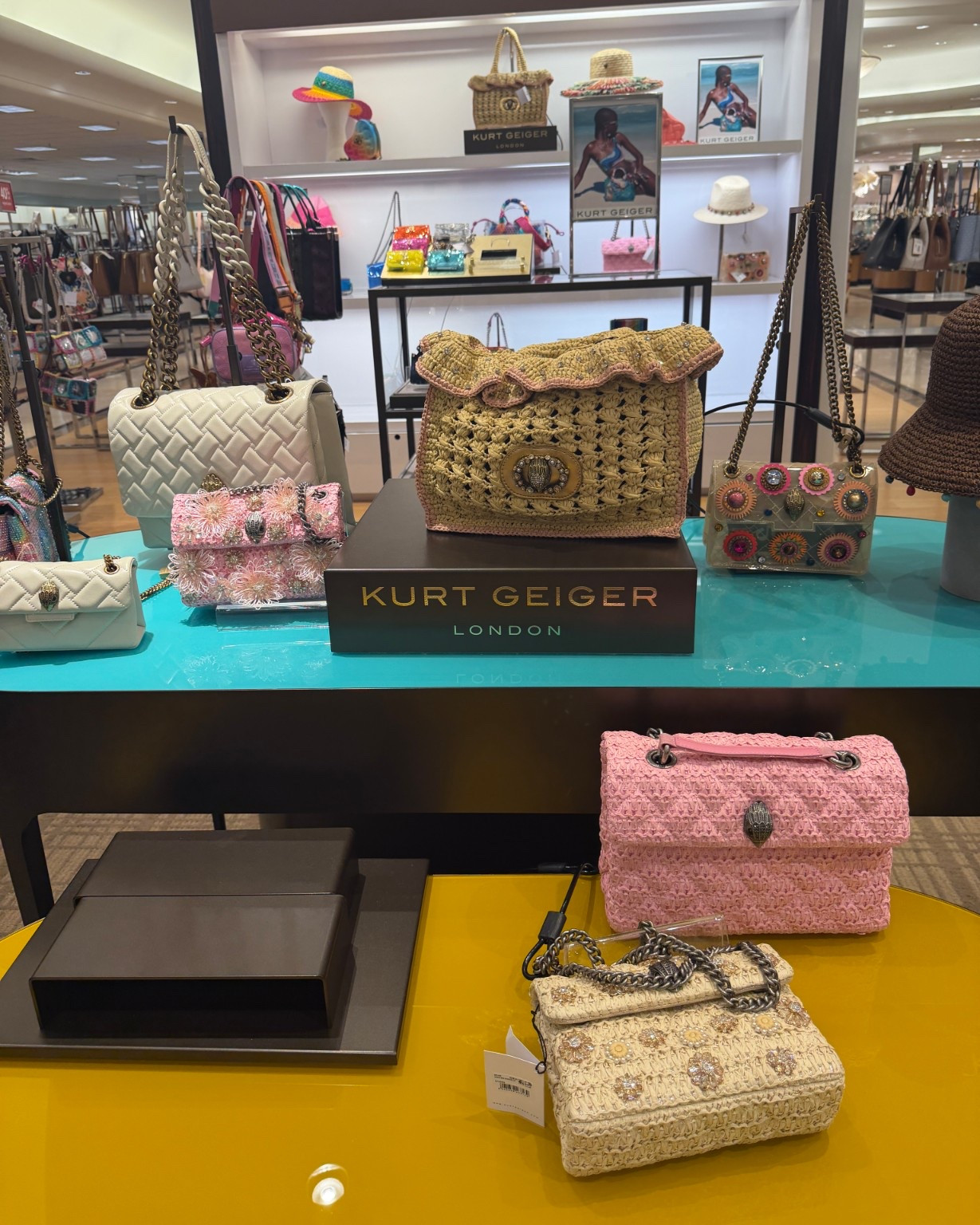 These new Kurt Geiger London
 bags are making me want to book a vacation immediately 🌴✨ Between the woven textures, pastel colors, embellished details, and statement chain straps… every single piece feels like wearable art. The pink crochet bag and beachy woven styles especially have my heart for spring and summer. 🩷☀️

Perfect for vacation outfits, brunch dates, bridal events, or adding a fun luxury pop to a simple neutral look. Linking all my favorite Kurt Geiger finds in LTK because these are TOO good not to share ✨ #LTKStyle #KurtGeiger #SummerStyle #VacationOutfits #HandbagObsessed #ResortStyle #LuxuryAccessories #SpringFashion #LTKFinds

#LTKootd #LTKSeasonal #LTKvlog
