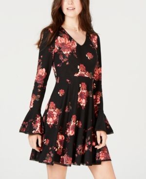 American Rag Juniors' Printed Bell-Sleeve Dress, Created for Macy's | Macys (US)