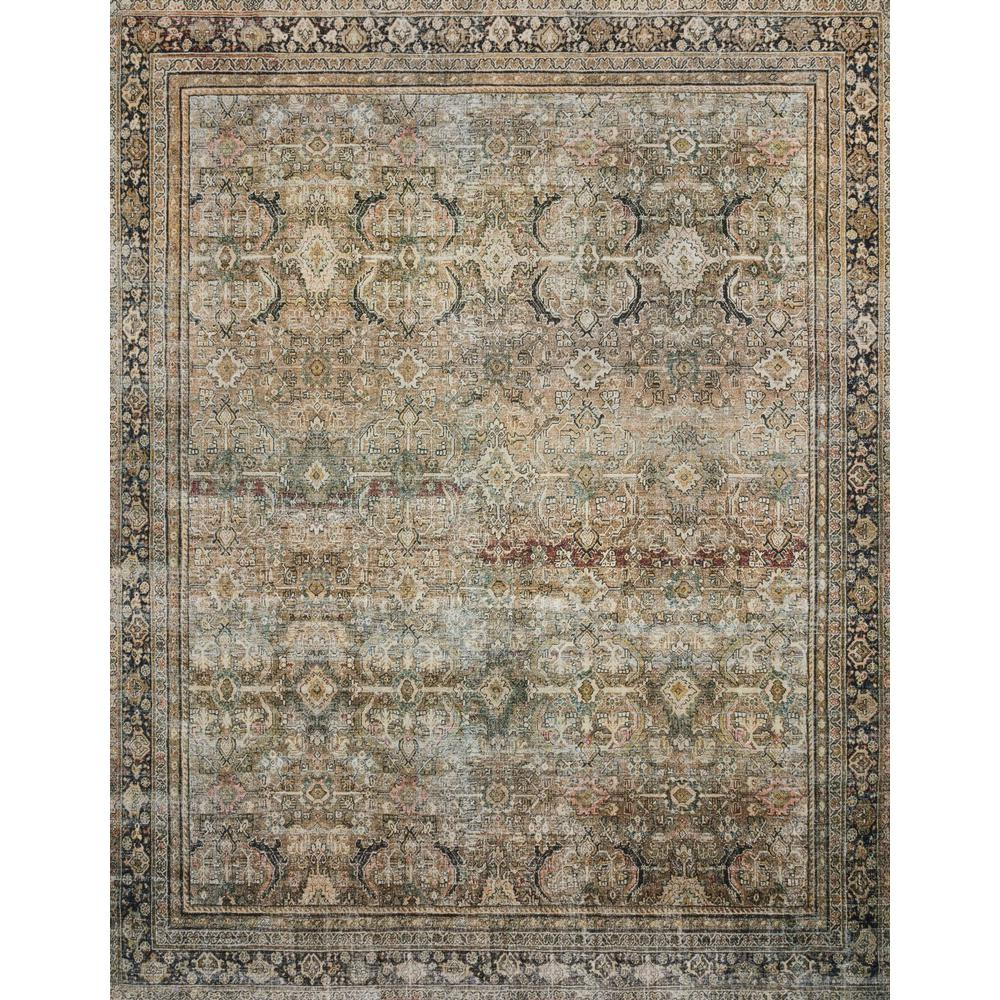 LOLOI II Layla Olive/Charcoal 7 ft. 6 in. x 9 ft. 6 in. Traditional 100% Polyester Runner Rug, OLIVE | The Home Depot