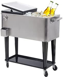 Portable Rolling Cooler Cart 80 Quart Ice Chest Cart Trolley Rolling Cooler with Wheels, Outdoor ... | Amazon (US)