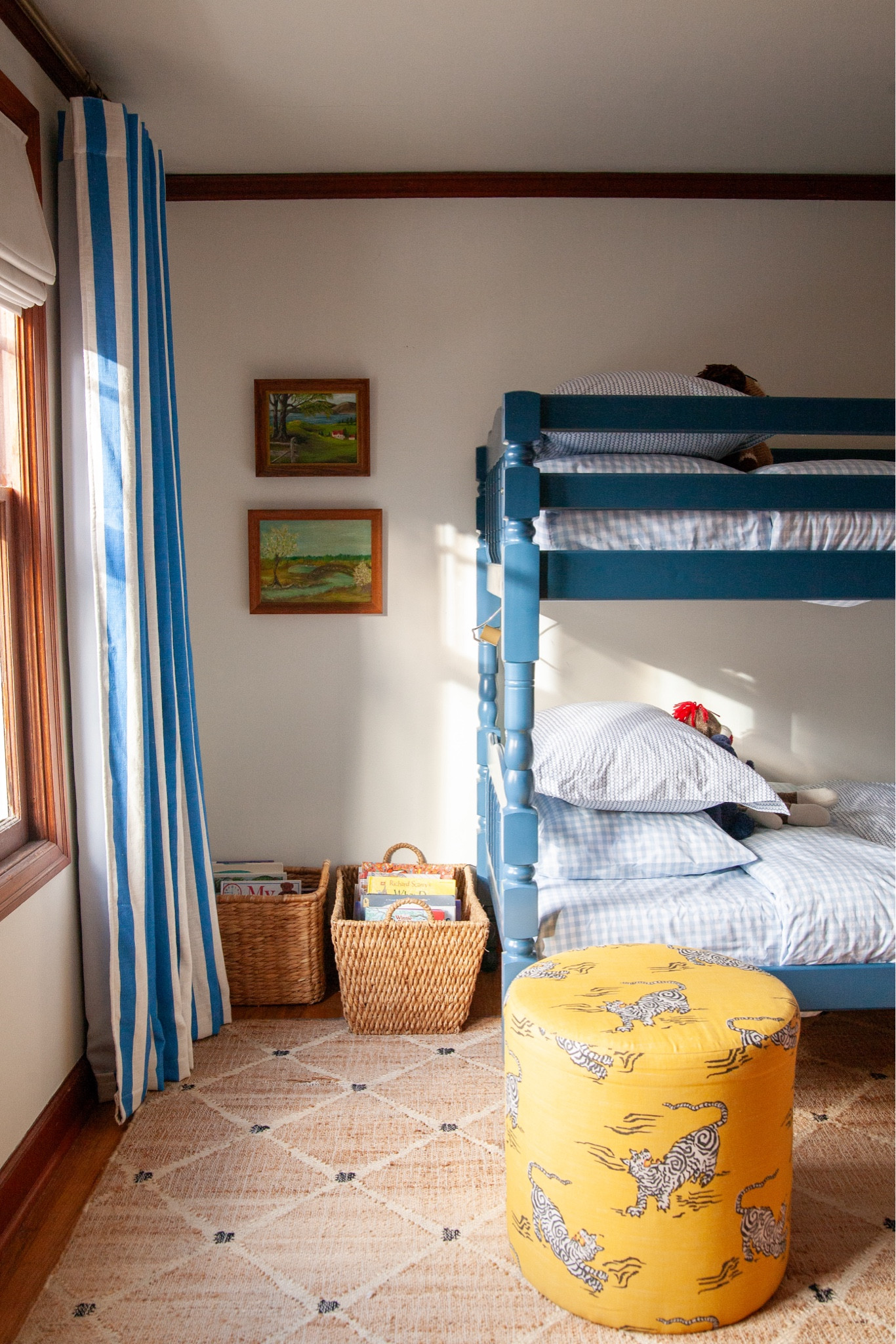 I’m still working on Otto’s bedroom but for now I found him the cutest sheets and am playing with lots of blues in here. I’m a white sheet person but for a little boys room that just didn’t feel right. This blue and white gingham is so cute! The duvet cover  has a little wave pattern. Both are from @petiteplume, they have a couple of new bedding patterns just out recently too.
I am still tickled about some of these other unique pieces in Otto’s room too! And I’m thinking of replacing those baskets with a dresser, what do you think?

#LTKFamily #LTKHome #LTKKids