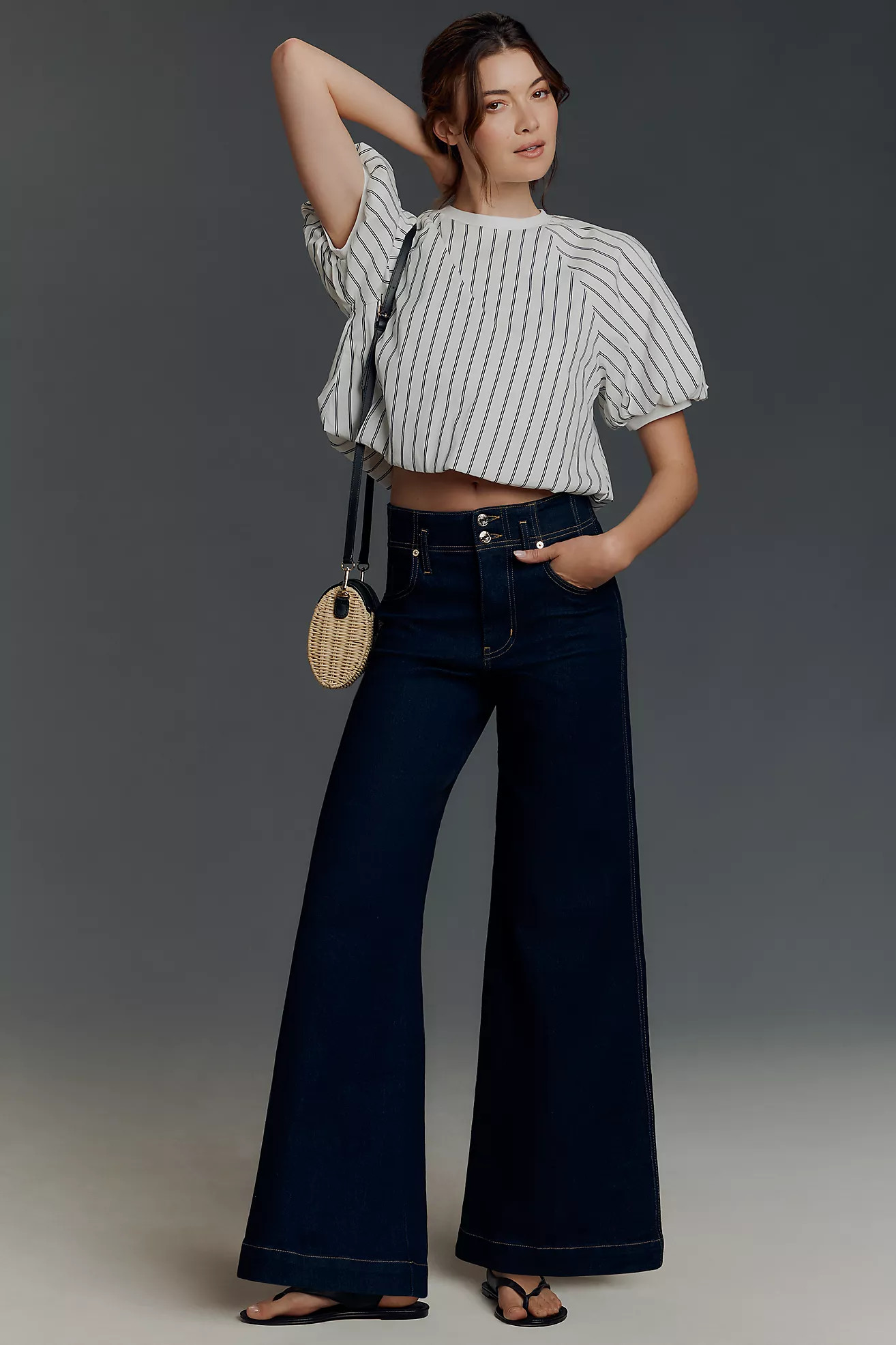 FRAME The Seamed High-Rise Wide-Leg Trouser Jeans | Anthropologie (US)