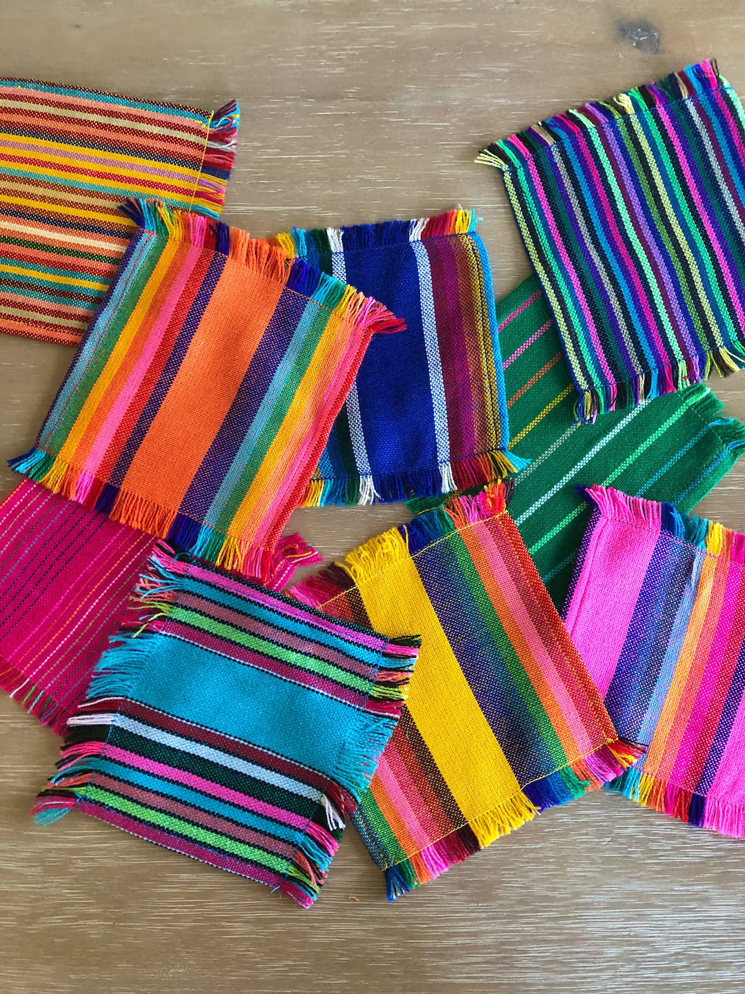 Mexican striped cocktail napkins, set of 6 assorted colors, Mexican fiesta decorations, party sup... | Etsy (US)