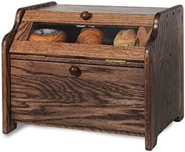 CONSDAN Bread Box, Solid Wood Oak Bread Box for Kitchen Countertop, Double Layer Bread Container ... | Amazon (US)