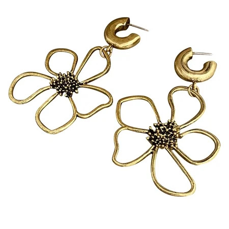 JZROCKER Metal Earrings Retro Hollow Flower Drop Earrings Cute Drop Earring Jewelry | Walmart (US)