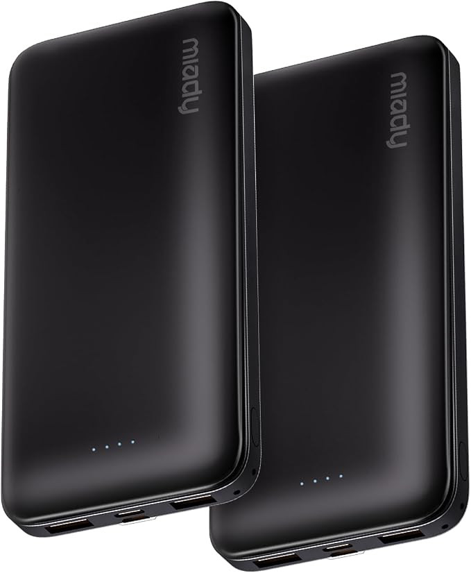 Miady 2-Pack Portable Charger, Slim 10000mAh Power Bank Travel Battery Pack | Amazon (US)