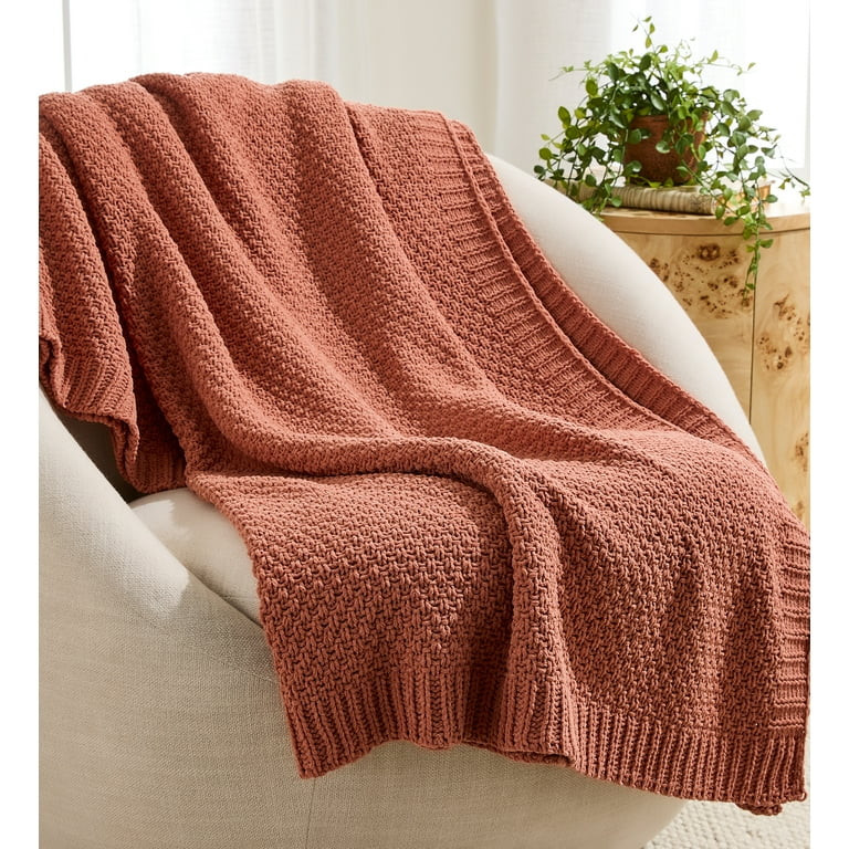 Better Homes & Gardens Chenille Knit Super Soft Oversized Throw Blanket,  Terracotta Clay | Walmart (US)