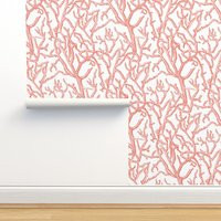 Coastal Wallpaper - Coral Branches Pink & White By Creativehorizons Nautical Summer Removable Peel & | Etsy (US)