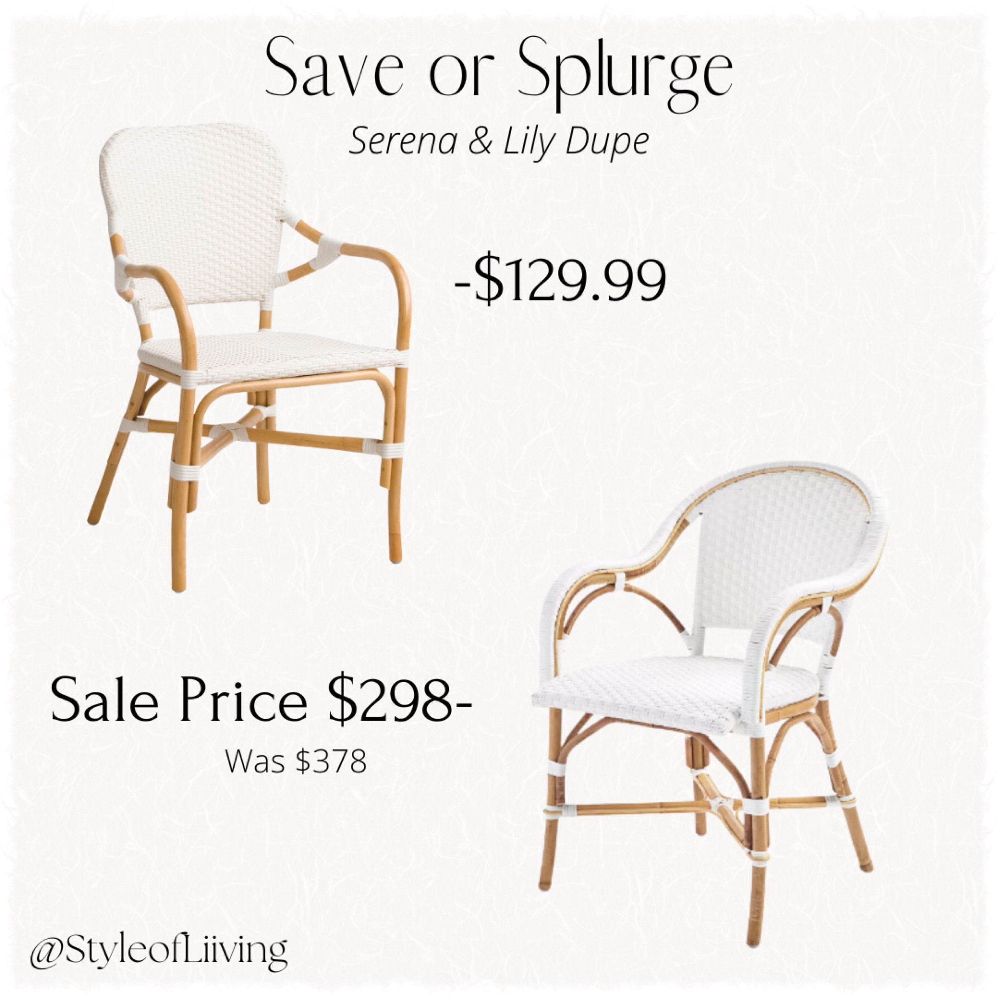 Save or splurge. White bistro armchairs. Dining chairs.

#LTKhome #LTKstyletip #LTKsalealert