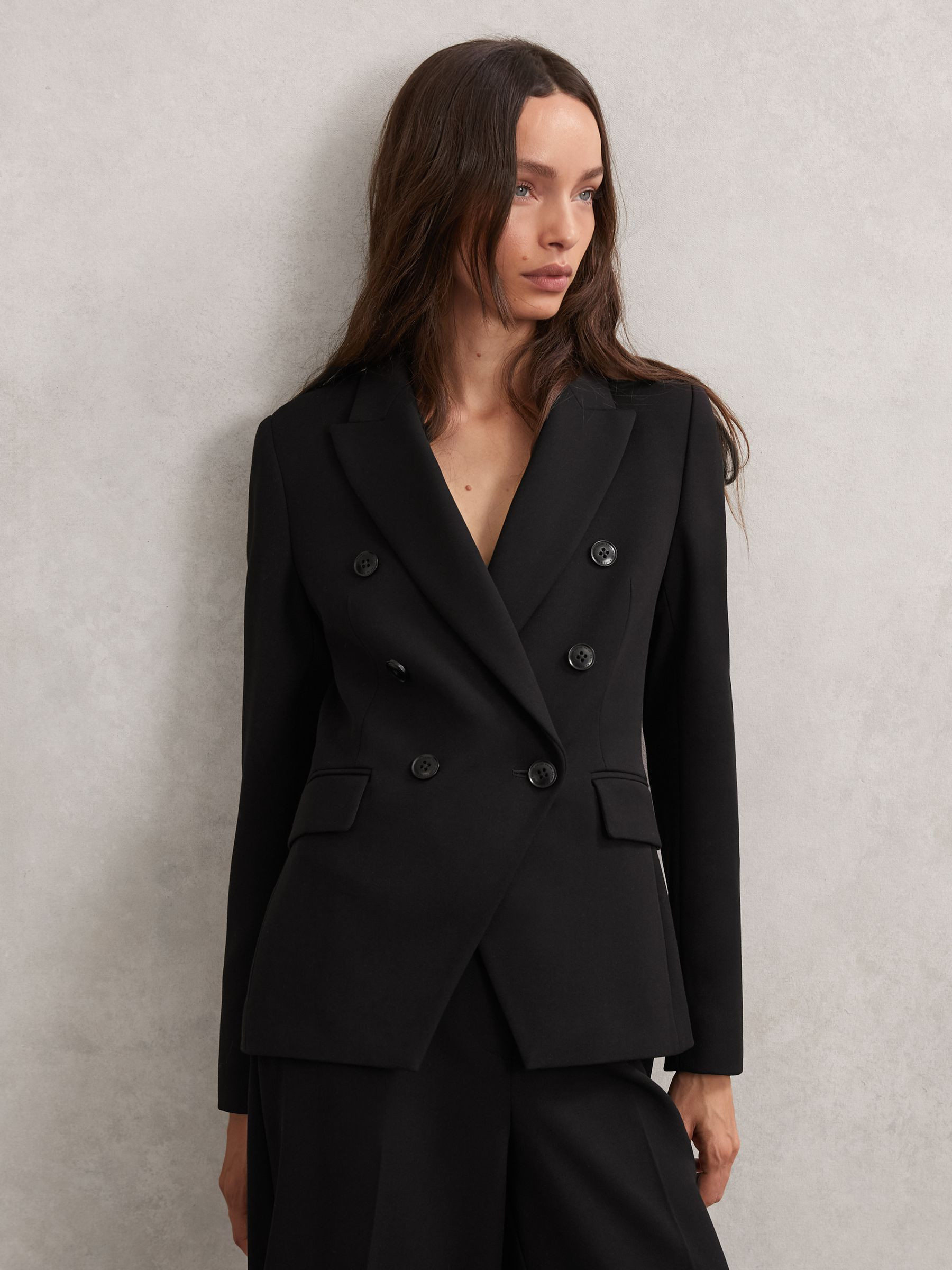 Reiss Double-Breasted Suit Blazer in Black - REISS | Reiss UK