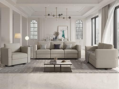 Belffin Modular Sofa Set for Living Room Furniture Sets 3 Piece with Storage Seat Velvet Sofa Cou... | Amazon (US)