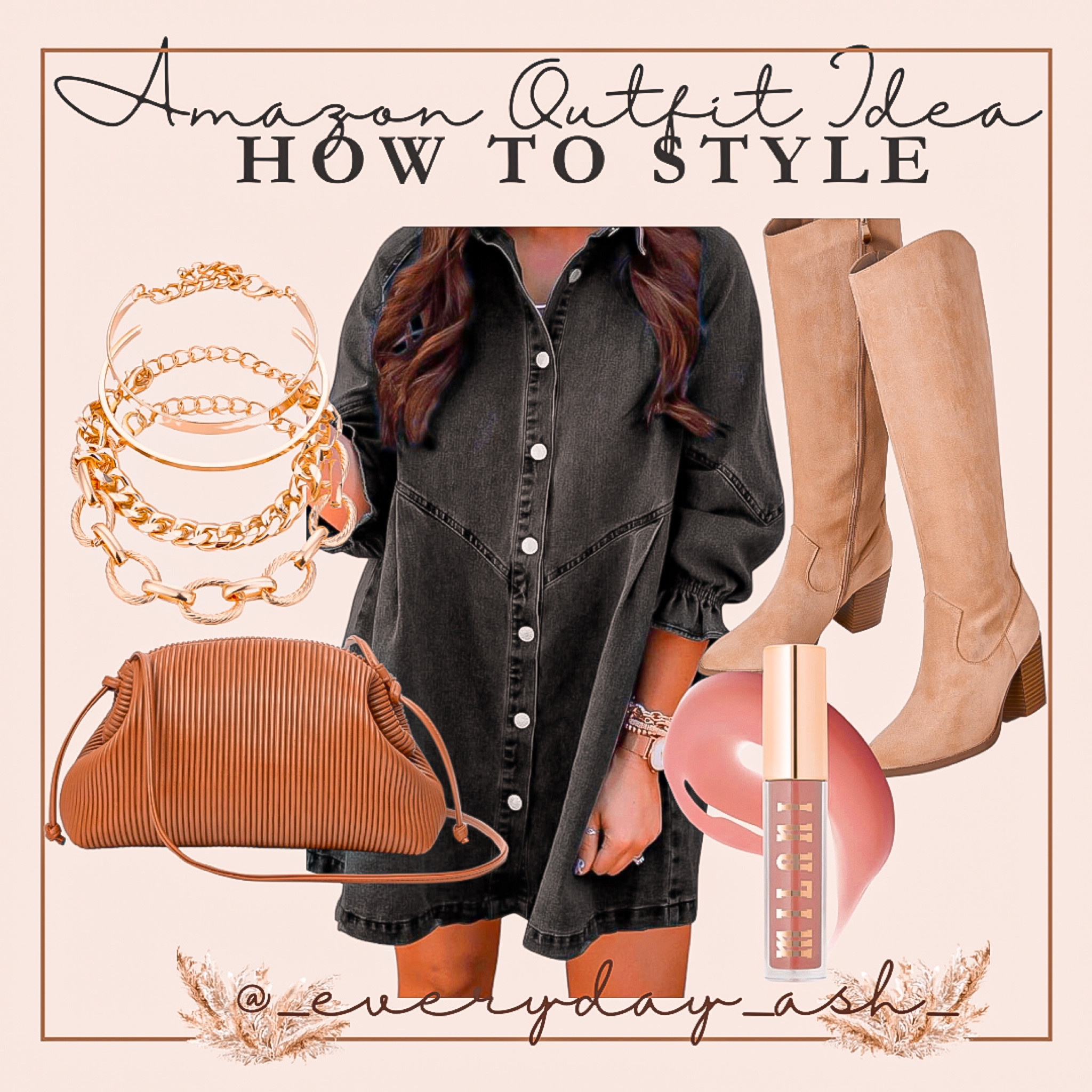Amazon Outfit Idea 🤎

This outfit would be great for a concert, vacation, weekend date 🖤

Amazon fashion, Amazon outfit, gold jewelry, gold bracelet stack, brown crossbody bag, Milani cosmetics, Milani lip gloss, western boots, knee high boots, country concert, winter fashion, denim dress , Jean dress, black dress 

#LTKstyletip #LTKMostLoved #LTKGiftGuide