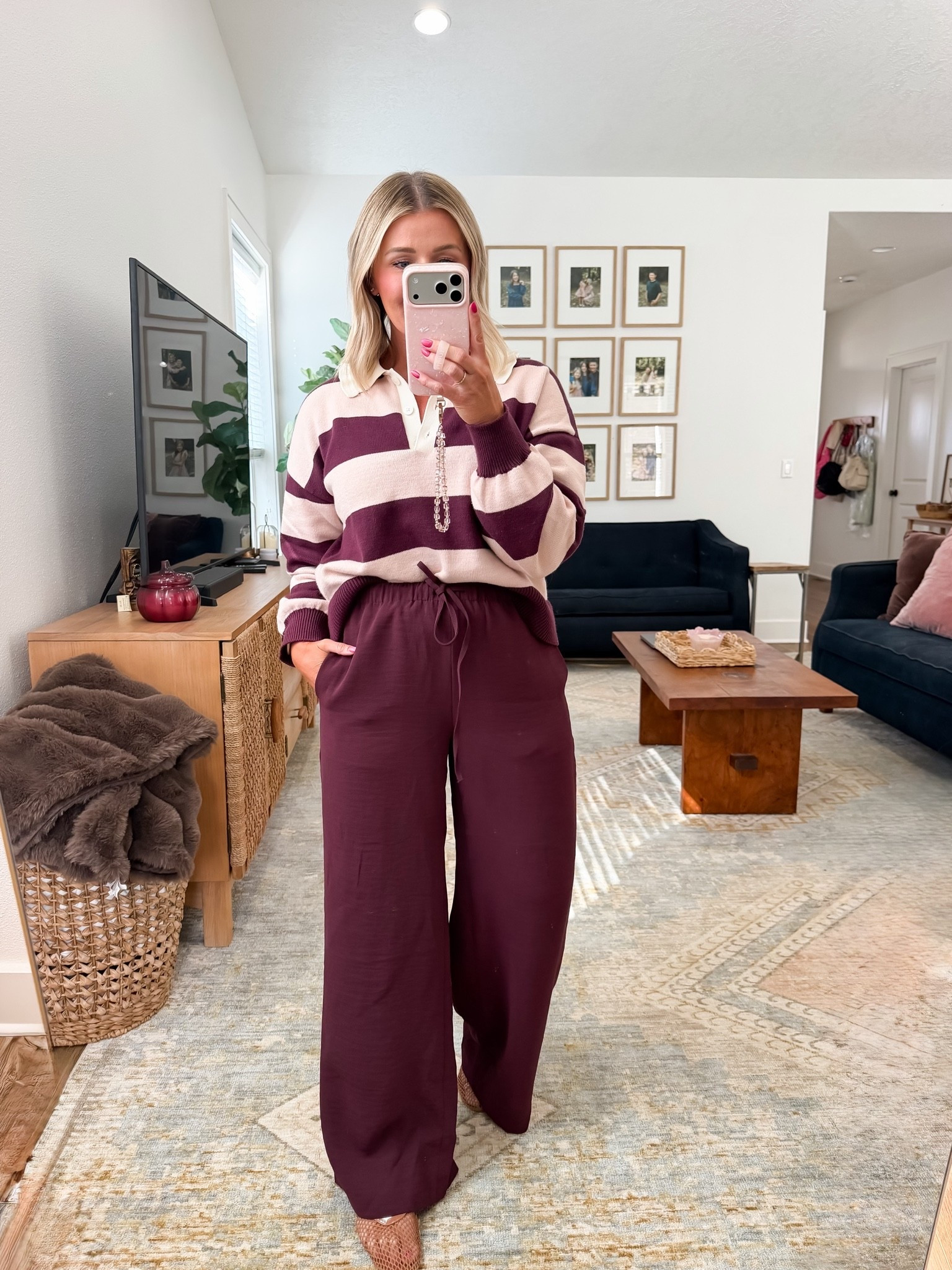 Small sweater
Medium look for less lodge pants from Amazon

#LTKootd #LTKOver40 #LTKSaleAlert