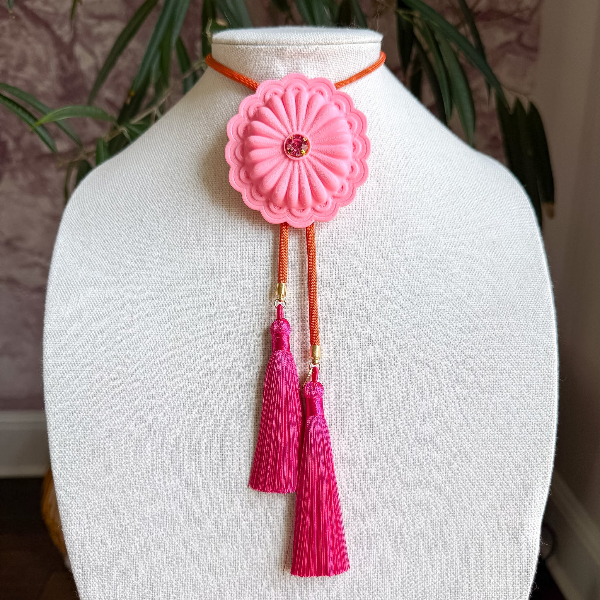 Concho Bolo Bubblegum Pink with Solar Orange & Fuchisa | Rahya Jewelry Design