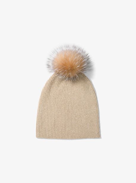 Fur Pom-Pom Cashmere Beanie | Michael Kors US